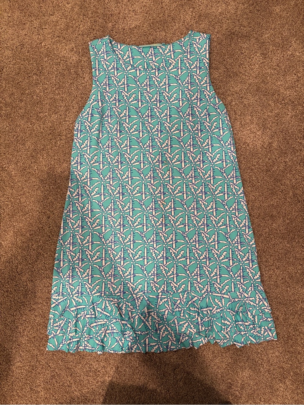 Teal Geometric Sleeveless Mini Dress